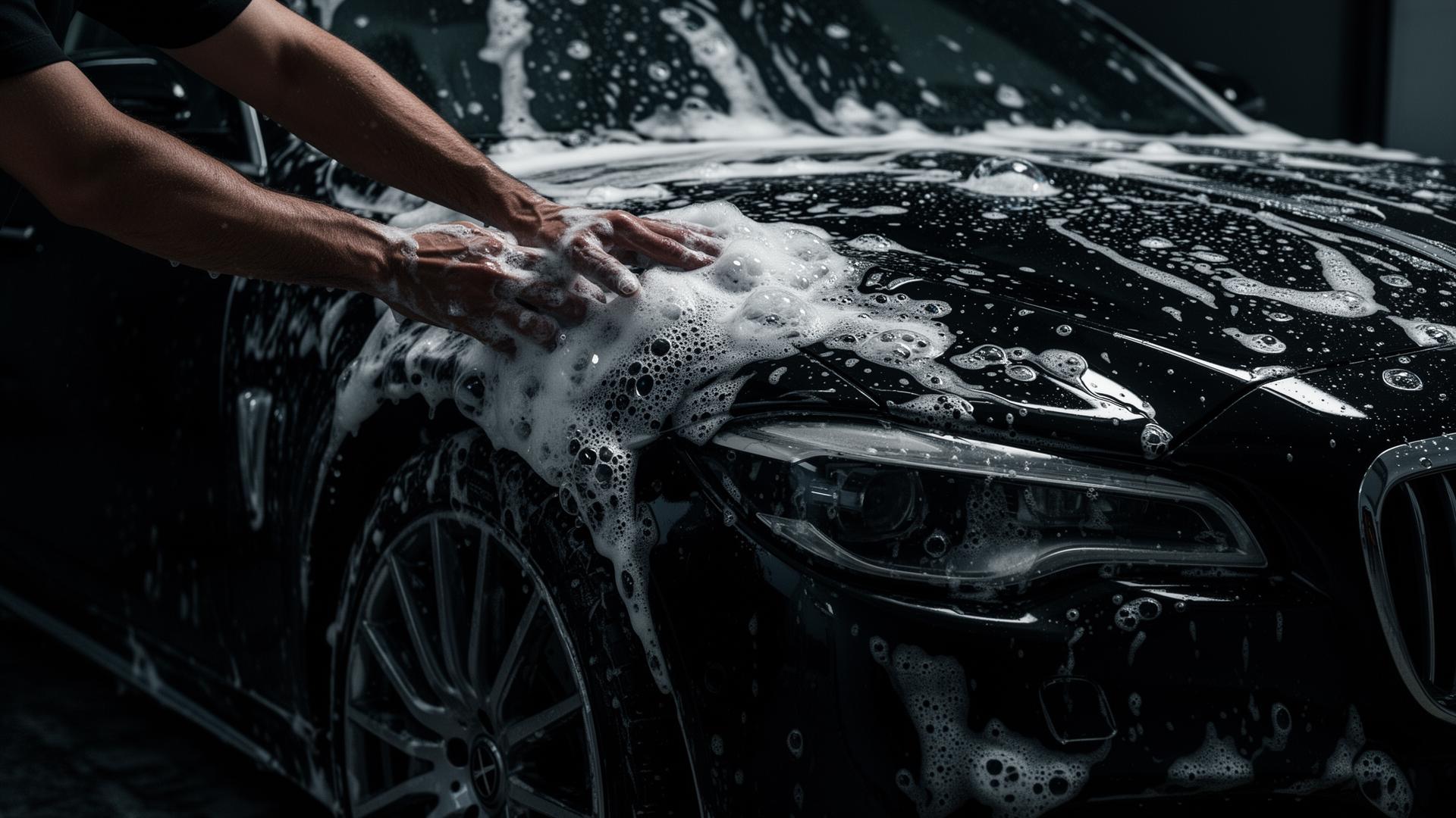 Luxury SUV being detailed